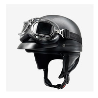 Casque de moto classique unisexe léger et ouvert, homologué DOT, pour femmes et hommes, en cuir semi-rétro vintage