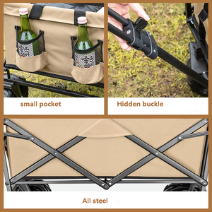 Carrito de Camping Plegable Multiusos para Jardín, Playa y Transporte, con Cuatro Ruedas de 8 Pulgadas, Color Negro y Caqui, Precio de Fábrica - Product Image 4