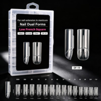 140 pièces de moules d'extension d'ongles en acrylique transparent pour nail art DIY, formes doubles carrées pour ongles français