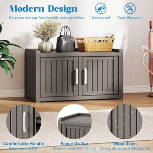 Armadio Portascarpe <span class=keywords><strong>Impermeabile</strong></span> con Ripiani Regolabili, Panca Portascarpe <span class=keywords><strong>da</strong></span> Ingresso con Seduta e Ante, Ideale per Foyer, Corridoio - Product Image 5