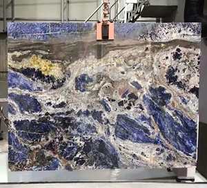 Dalle de marbre Azul Bahia de qualité supérieure, pierre naturelle à veines bleues pour la décoration des murs et des sols des halls d'hôtel, découpe sur mesure - Product Image 4
