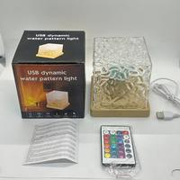Lampe Aurore Boréale, motif dynamique d'ondes océaniques, ondulations d'eau, projecteur LED multicolore USB pour la décoration de la chambre à coucher, carré