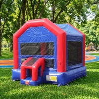 Château gonflable Fun Bounce rouge-bleu en PVC de 14 pieds, pour enfants, utilisation commerciale, installation facile, capacité maximale de 220 lb, pour jardin.