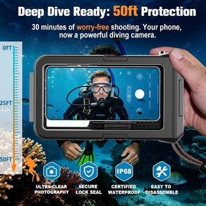 Funda Impermeable para Teléfono de 50 Pies de Profundidad, Funda Protectora Universal para Buceo y Snorkel, para Teléfonos Inteligentes de 5.4-6.9 Pulgadas, Negro Naranja - Product Image 4