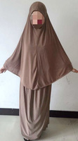 Robe de prière deux pièces pour femmes musulmanes Hijab écharpe longue ethnique modeste couleur unie Abaya ensemble