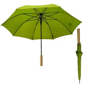 Экологически чистая ткань RPET, Бамбуковая ручка и наконечники, перерабатываемые материалы, преимущество для окружающей среды, 23 дюйма, зеленый прямой зонт