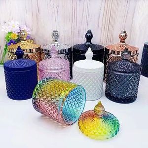 Barattolo di Lusso in Vetro Dorato per Candele, Contenitore Vuoto con Coperchio per Produzione di Candele - Product Image 2