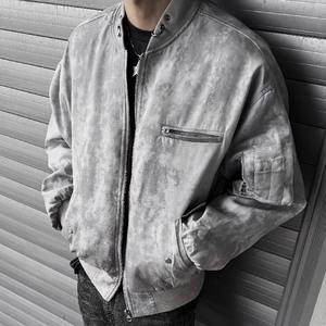 Autunno <span class=keywords><strong>uomo</strong></span> High Street americano retrò giacca da volo Stand <span class=keywords><strong>di</strong></span> lana popolare tendenza <span class=keywords><strong>con</strong></span> cerniera Hip-Hop stile Tie-Dye Wasteland - Product Image 6