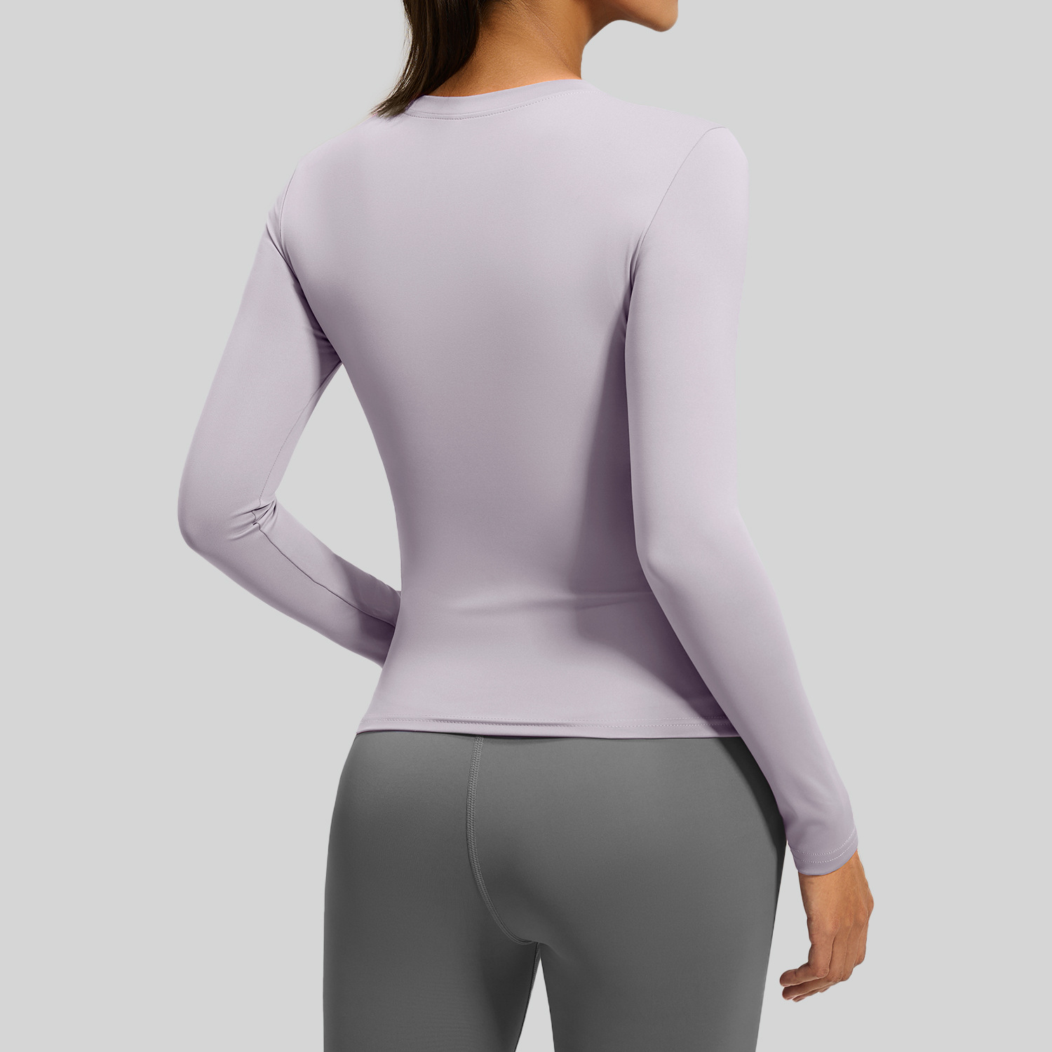 Women's Round-Neck Slim-Fit Lightweight Soft Breathable Sweat-Wicking Quick Dry Long-Sleeved Yoga Fitness Sports T-Shirt