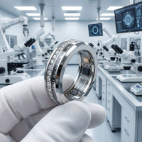 Großhandel 18K vergoldeter Edelstahl NFC-Steinring mit Gehäuse für Video-Telefonnummern-Sharing, Herz-Smart-Schmuckrohling