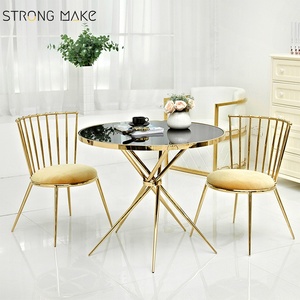 Muebles de sala modernos cromo oro de base de acero inoxidable tapa de vidrio templado MESA DE CAFÉ ESPECIAL - Product Image 1
