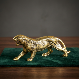 Sculpture religieuse de tigre en aluminium sculpté, finition argentée, art moderne, objet de collection, fait main, écologique, pour la maison, le bureau ou la table. - Product Image 5