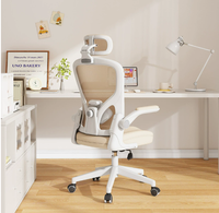 Chaise de bureau ergonomique en maille respirante avec dossier réglable, accoudoirs relevables, pivotante, design moderne, mécanisme de levage, pour la maison et l'ordinateur