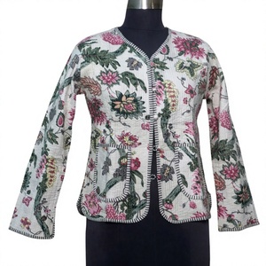 Latest Design <b>Quilted</b> Cotton <b>Jacket</b> for Women Digital Printed Soft Layer Short Length Winter Autumn Season Knitted Button - Product Image 1