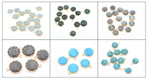 Piedra solar negra forma redonda tallada colgante chapado en oro fabricación de joyas hechas a mano - Product Image 5