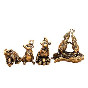 LLavero de metal Latón retro oro tragar bestia ratón Llavero bolsa colgante - Product Image 2