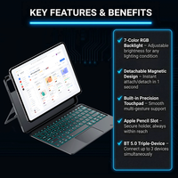 Clavier sans fil rétroéclairé RVB de haute qualité, conçu sur mesure, avec rotation à 360 degrés pour POCO Pad X1 11,2 pouces, étui détachable