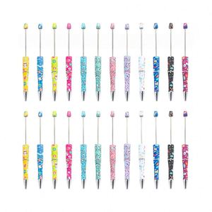 Personalized DIY Plastic Beaded Ballpoint Pen <b>Creative</b> Multicolor Printed Rotating Pen for Promotional <b>Gift</b> - Product Image 1