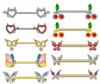 Anneaux de mamelon en forme de cœur gothiques personnalisés Gaby Bijoux de poitrine en acier inoxydable chirurgical sexy pour femmes plaqué or et cadeaux de fêtes