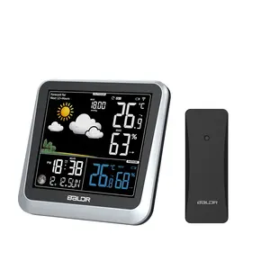 BALDR B0336 Station météo numérique sans fil, horloge murale, thermomètre intérieur/extérieur, hygromètre, prévisions météorologiques, capteur à distance