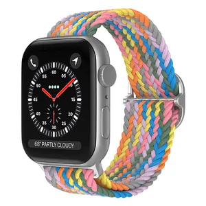 LOGO Kustom Nylon Braid Wrist Smart Watch Belt Strap Band untuk Apple I Watch 8 7 6 5 4 41Mm 45Mm 40Mm 44Mm 49Mm Band