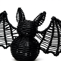 Panier de rangement multi-usages tissé à la main, écologique, avec motif chauve-souris sur le thème d'Halloween, pour salon, cuisine et entrée