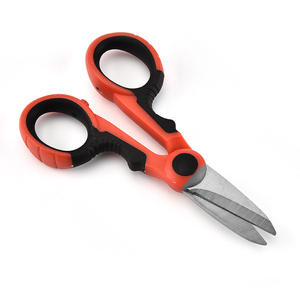 Ciseaux multi-usages, lame en acier inoxydable, 8 cm, rouge, qualité industrielle, bord lisse, pour couper le fil, la tôle, la pêche - Product Image 1