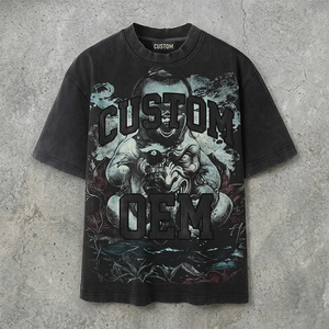 Camiseta Oversize de Algodón 100% Tejido de 430 GSM, Estilo Urbano con Hombros Caídos, Efecto Vintage Desgastado, Personalizable OEM - Product Image 1