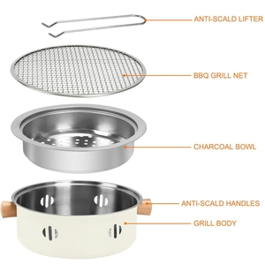 Barbecue portable multifonction - Grille à <span class=keywords><strong>charbon</strong></span> en acier inoxydable avec couvercle pour la cuisine en plein air, le camping et les pique-niques - Product Image 2