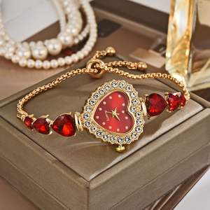 <b>Cute</b> Heart-shaped Digital Sport Alarm Watch Elegant Luxurious Diamond-encrusted Unisex <b>Bracelet</b> Decoration Wholesale - Product Image 2