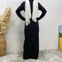 2025 automne hiver couleur unie tissu rayure motif O cou pleine longueur respirant modeste femme musulmane mode pull robe