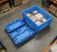 Boîtes de rangement en plastique pliables, empilables et emboîtables avec logo personnalisé, boîtes logistiques multifonctions