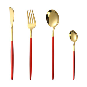 Vaisselle en or et argent <span class=keywords><strong>de</strong></span> qualité supérieure, 24 pièces, ensemble <span class=keywords><strong>de</strong></span> couverts portables dorés pour mariage, banquet, fête, avec boîte cadeau - Product Image 4