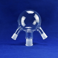 HaiChuan JGS2 Frasco de fondo de 3 cuellos de sílice fundida SiO2 de alta pureza transparente, 400 mesh (38m), para uso en laboratorio de semiconductores, tolerante a ácidos