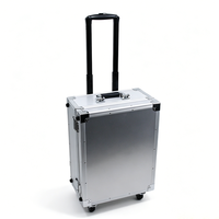 Valise de transport en aluminium avec roulettes et poignée télescopique, mallette à outils roulante en aluminium avec mousse alvéolée et mousse découpable