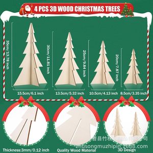Ensemble d'ornements de Noël en bois à suspendre pour la décoration de table des fêtes - Product Image 5