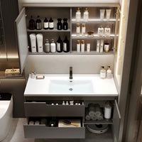 Ensemble de meuble-lavabo de salle de bain moderne et simple avec vasque intégrée en céramique, ensemble de meuble-lavabo pour salle de bain