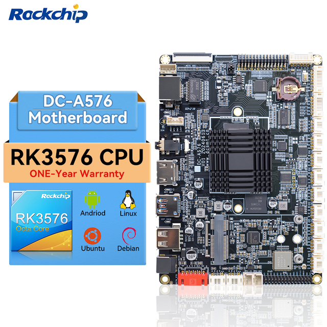 Android 12 Linux RK3588 RK3576 RK3568 Development Board Kit with 4GB DDR4 32GB EMMC with Dual-Band WiFi for AI Edge Computing