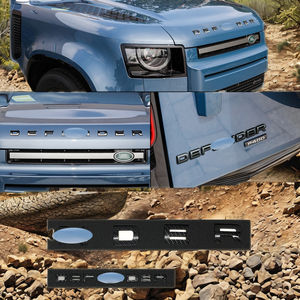 Emblema 2020 <span class=keywords><strong>DEFENDER</strong></span> Offroad Rediy Distintivo Nero in Fibra di Carbonio Adesivo con Logo ABS per Cappuccio anteriore per Auto - Product Image 3