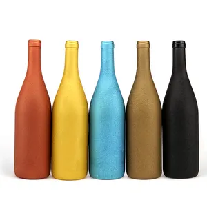 500ml 750ml özel mat renkli cam şarap şişesi kırmızı şarap likör şişesi