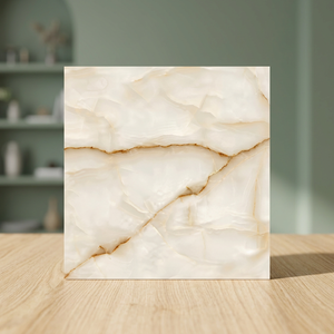 Crystal Gold Calacatta 600x600mm Polished Porcelain Tiles White Marble Effect Luxury Floor Design - Product Image 4