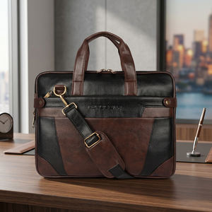 กระเป๋าใส่แล็ปท็อปแบบพกพาสำหรับผู้ชาย ยี่ห้อ Rub International รุ่น Crazy Horse Leather ขนาด 15.6 นิ้ว ขยายได้ สายสะพายไหล่ปรับได้ เหมาะสำหรับการเดินทาง - Product Image 1