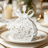 Boîte à bonbons en chocolat en forme de fleur creuse, gravée, pour mariage, remerciement, motif fille, stock Chine, pour aliments