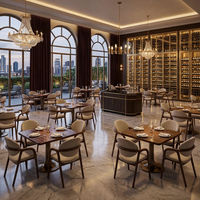 Ensemble de meubles de salle à manger haut de gamme pour restaurants et hôtels, chaises rembourrées, table moderne de luxe, collection durable et écologique