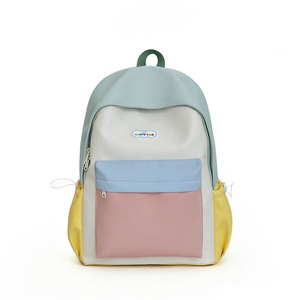 Women's ins-style <b>backpack</b> unique color block design perfect for middle and high school students stylish high-capacity - Product Image 1
