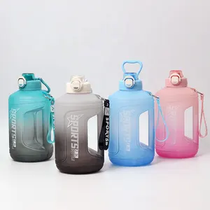 Fitness sports daily tumbler with motivational time 2.3L gallon water bottle with straw gym