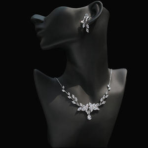 HIBRIDE di lusso a forma di foglia di cristallo gioielli da sposa per le spose donne accessori di gioielli da sposa da ballo di nozze Set di N-243 Bijoux - Product Image 5