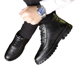 <b>Men</b> Winter Snow <b>Boots</b> Genuine Leather Ankle High Round Toe Plush Lining Anti Slip Rubber Outsole EVA Midsole <b>Warm</b> Bootie - Product Image 5