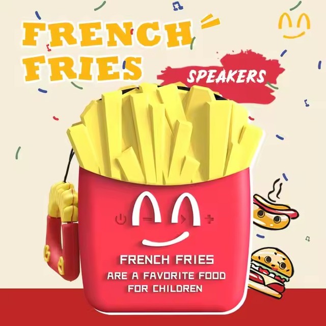 Advanced Mini Wireless BT Speaker French Fries Shaped Dustproof Waterproof RGB Plastic Active Stereo Bass FM Radio Touch Feeling