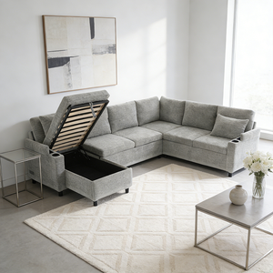 Sofá <span class=keywords><strong>Cama</strong></span> Moderno, Simple, Color Crema, Versátil, con Portavasos, Cargador USB y Espacio de Almacenamiento, Ahorra Espacio - Product Image 1